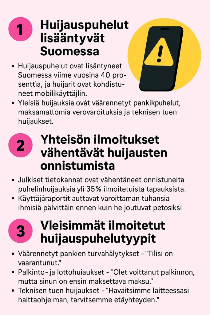 Huijauspuhelut lisääntyvät Suomessa